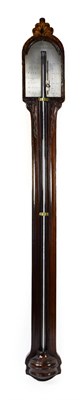Lot 428 - <> A Mahogany Stick Barometer, signed Robson, Northshields, early 19th century, inlaid crested...
