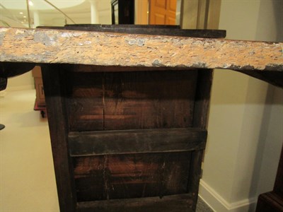 Lot 431 - <> A Late 17th Century Oak Dresser, the three-plank top above three geometric moulded drawers...