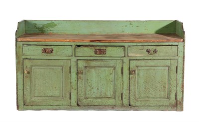 Lot 437 - A George III Green-Painted Pine Dresser, late 18th century, the three-quarter gallery above a...