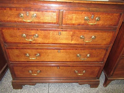 Lot 439 - A George II Oak and Mahogany Crossbanded Straight Front Chest of Drawers, mid 18th century, the...