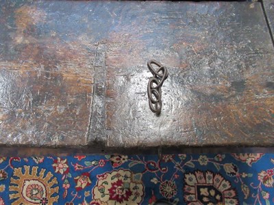 Lot 445 - A 16th Century Six Plank Chest, with iron hinges and solid lockplate, 132cm by 39cm by 55cm old...