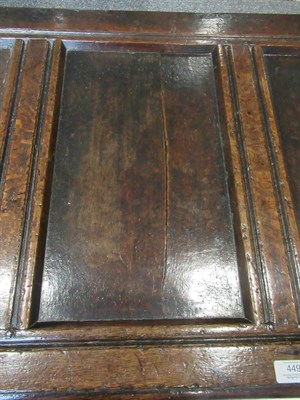 Lot 449 - A Late 17th Century Joined Oak Chest, the hinged lid with four moulded panels enclosing a...
