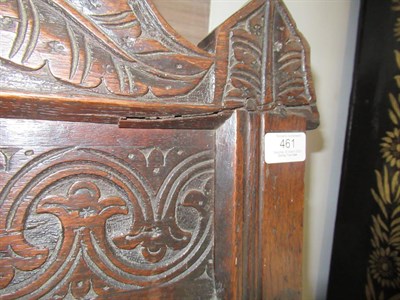 Lot 461 - A Late 17th Century Joined Oak Wainscot Armchair, with a leaf carved top rail above moulded...