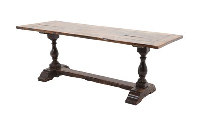 Lot 465 - A 17th Century Joined Oak Refectory Table, of five plank construction with cleated ends, on bulbous