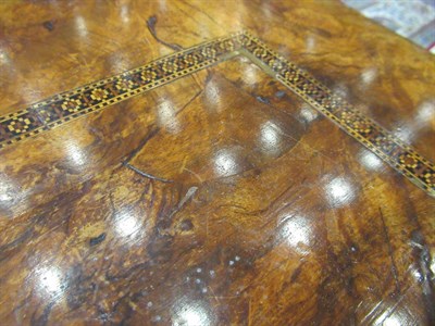 Lot 479 - A Victorian Figured Walnut Work/Games Table, circa 1880, the pivoting top with Tunbridgeware mosaic