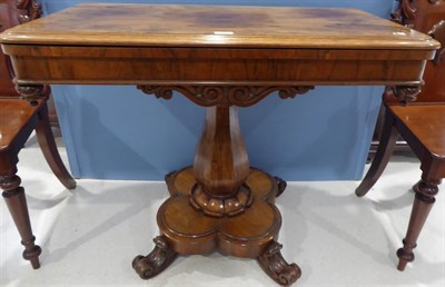 Lot 489 - <> A Victorian Rosewood Foldover Tea Table, mid 19th century, the moulded frieze above a...