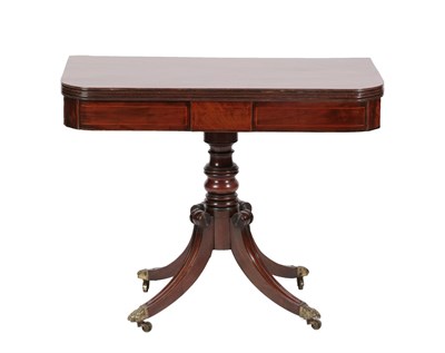 Lot 494 - <> A Regency Mahogany and Boxwood Strung Tea Table, early 19th century, of D shape form, on a...