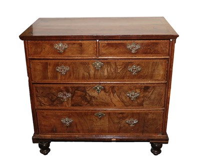 Lot 503 - A George II Walnut, Crossbanded and Oak Sided Straight Front Chest of Drawers, 2nd quarter 18th...