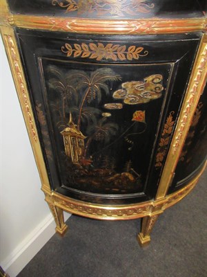 Lot 505 - {} A George III Style Gilt, Gesso and Japanned Display Cabinet, late 19th century, the glazed...