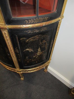 Lot 505 - {} A George III Style Gilt, Gesso and Japanned Display Cabinet, late 19th century, the glazed...