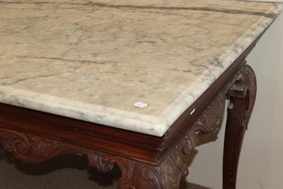 Lot 509 - ^ An Irish George II Style Carved Padouk Wood and Marble Top Serving Table, the moulded grey...