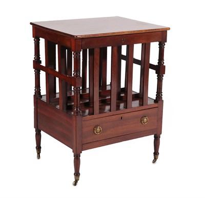Lot 516 - A Late Regency Mahogany Canterbury, 2nd quarter 19th century, labelled Antique Furniture from...
