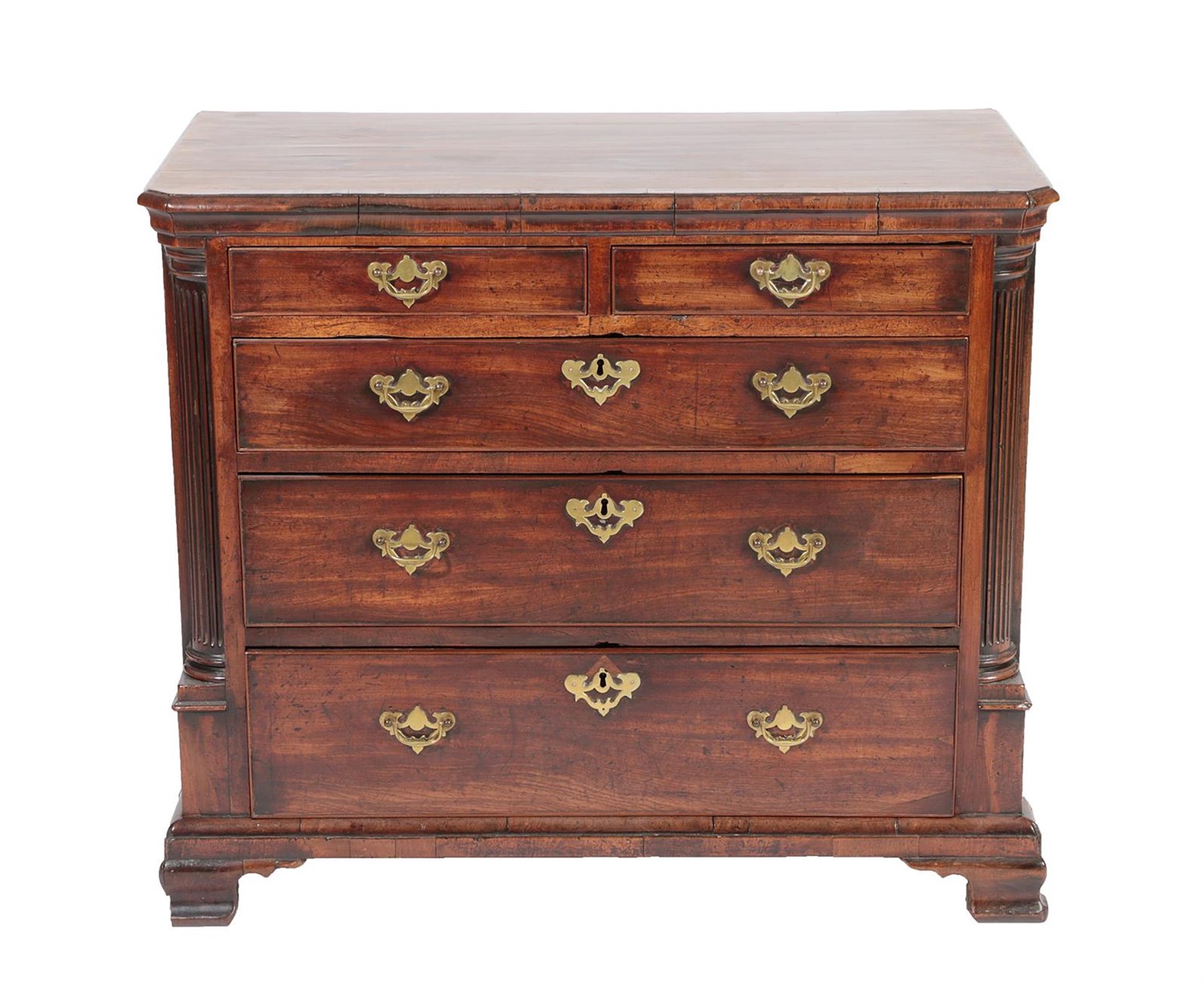 Lot 523 - A George III Mahogany and Crossbanded Straight Front Chest of Drawers, circa 1760, the moulded...