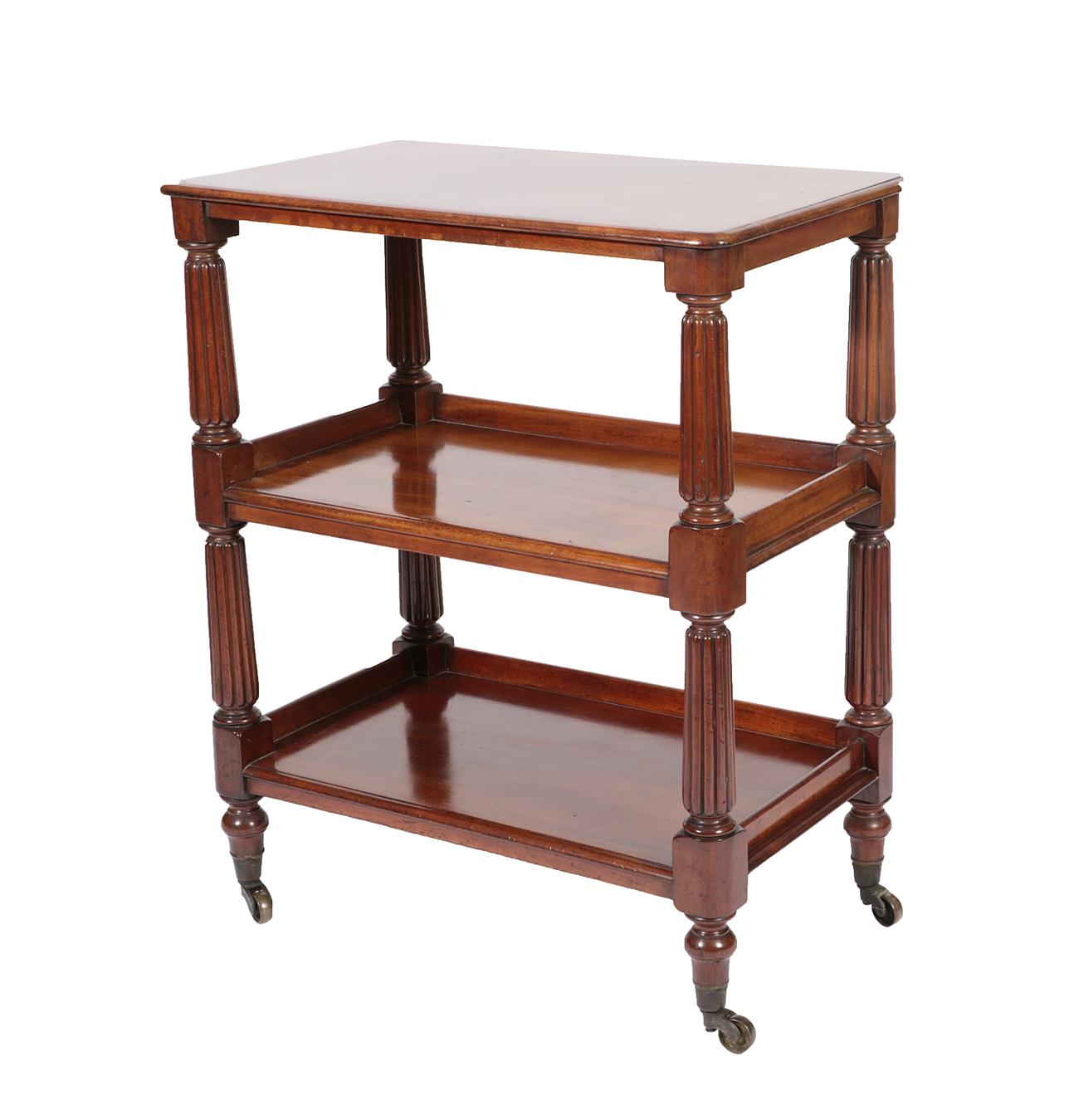 Lot 533 - A Victorian Mahogany Three-Tier Dumb Waiter, mid 19th century, of rectangular form with reeded...