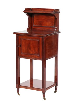 Lot 536 - A Victorian Mahogany Bedside Cupboard, stamped Holland & Sons, circa 1900, the superstructure...