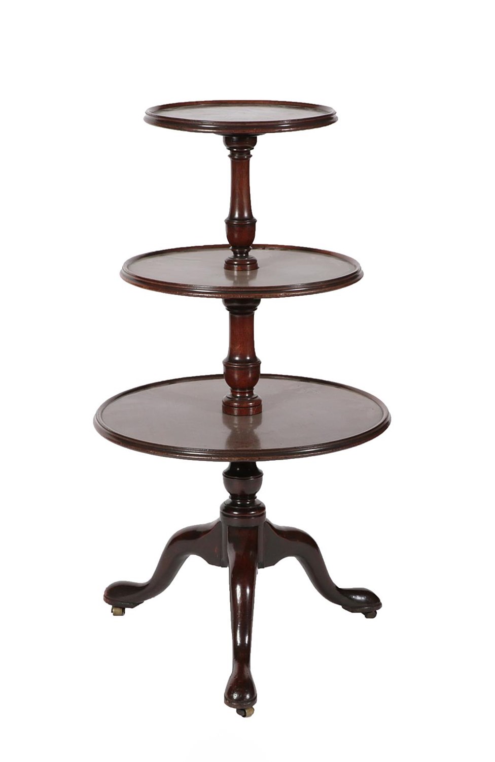 Lot 546 - A George III Mahogany Circular Dumb Waiter, late 18th century, of circular moulded form with turned
