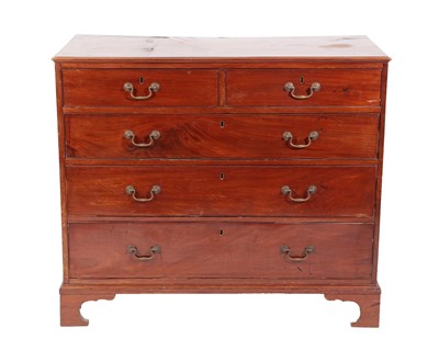 Lot 550 - ~ A George III Mahogany Straight Front Chest of Drawers, early 19th century, the moulded top...