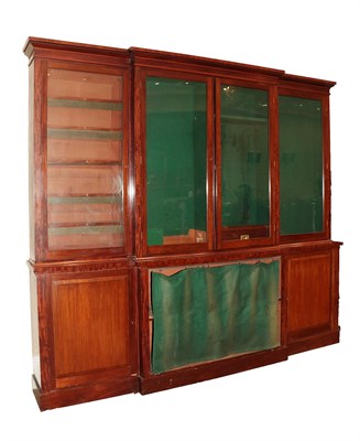 Lot 558 - ~ A Victorian Mahogany Four-Door Library Bookcase, 2nd half 19th century, the bold cornice...
