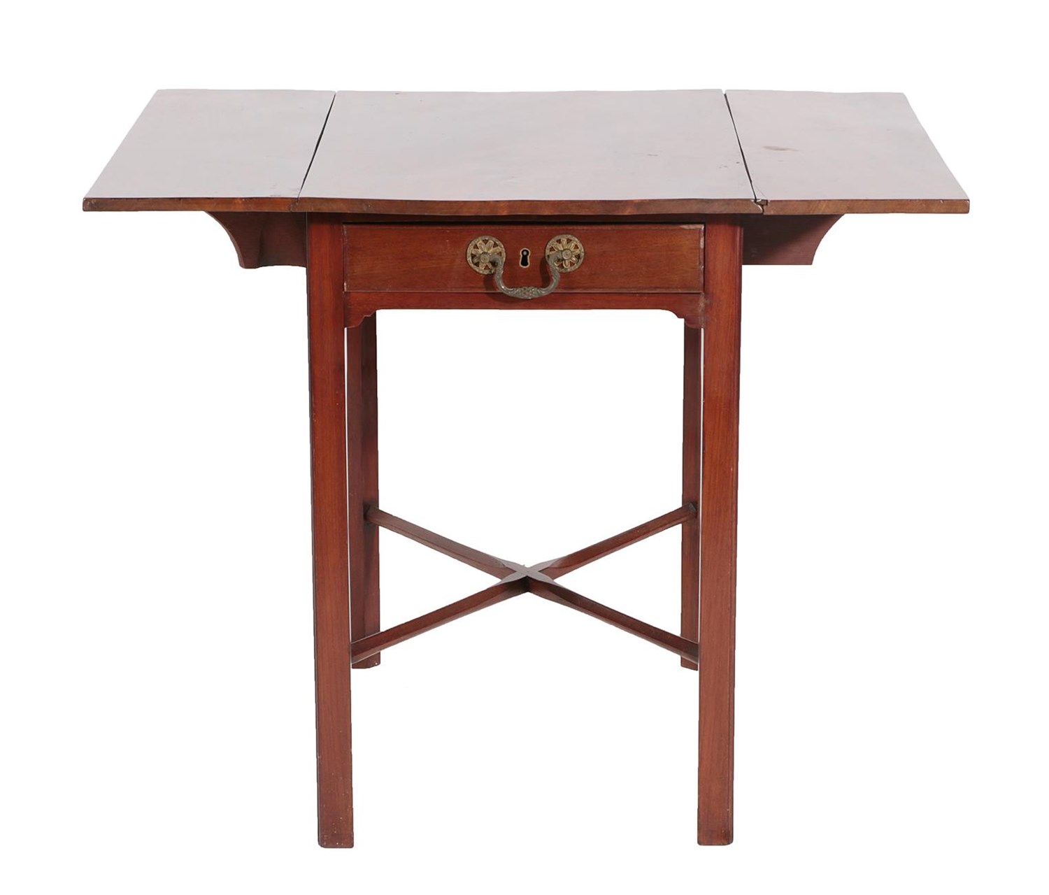 Lot 563 - ~ A George III Mahogany Pembroke Table, late 18th century, with two drop leaves above a real...
