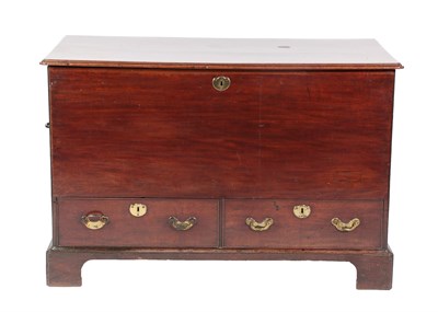Lot 566 - ~ A George III Mahogany Chest, 2nd half 18th century, the moulded hinged lid with re-entrant...