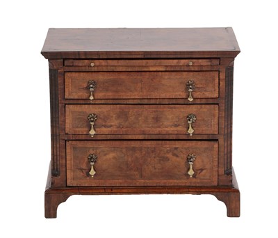 Lot 583 - A George II Style Figured Walnut Miniature Bachelor's Chest, the quarter-veneered and...