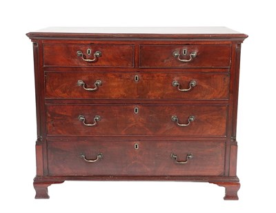Lot 587 - A George III Mahogany and Oak Crossbanded Straight Front Chest of Drawers, circa 1780, the...
