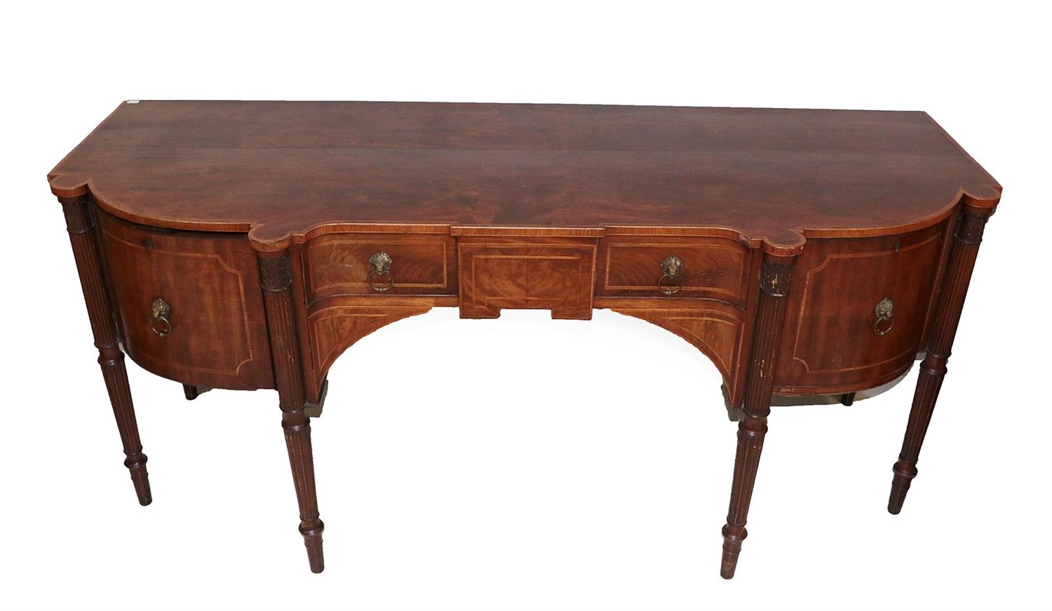 Lot 592 - An Early 19th Century Mahogany and Satinwood Banded Sideboard, stamped Gillows, Lancaster, with...