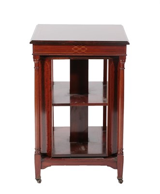 Lot 595 - An Edwardian Mahogany and Barber Pole Strung Revolving Bookcase, early 20th century, the...