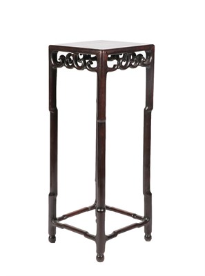 Lot 605 - A Chinese Padouk Wood Plant Stand, late 19th/early 20th century, of square form above an open...