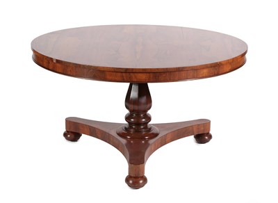 Lot 614 - An Early Victorian Rosewood Circular Dining Table, mid 19th century, the plain frieze above a...