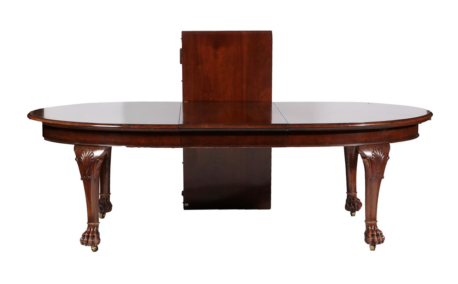 Lot 621 - A Late Victorian Mahogany Extending Dining Table, circa 1890, of D shape form, with two...