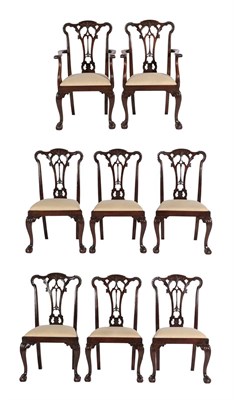 Lot 629 - A Set of Eight Chippendale Revival Carved Mahogany Dining Chairs, early 20th century, including two