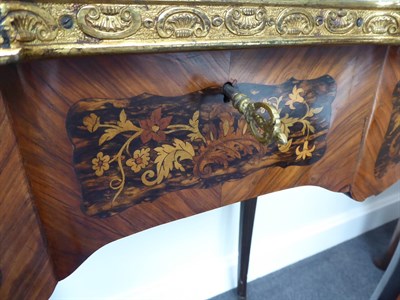 Lot 634 - A French Kingwood, Amboyna and Marquetry Inlaid and Gilt Metal Mounted Work Table, circa 1880,...
