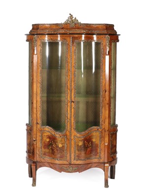 Lot 635 - A French Rosewood Vernis Martin Style Vitrine, late 19th century, of bombé shape form with...