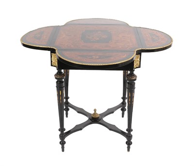 Lot 638 - A French Ormolu Mounted Rosewood Bois Satine and Marquetry Dropleaf Occasional Table, late...