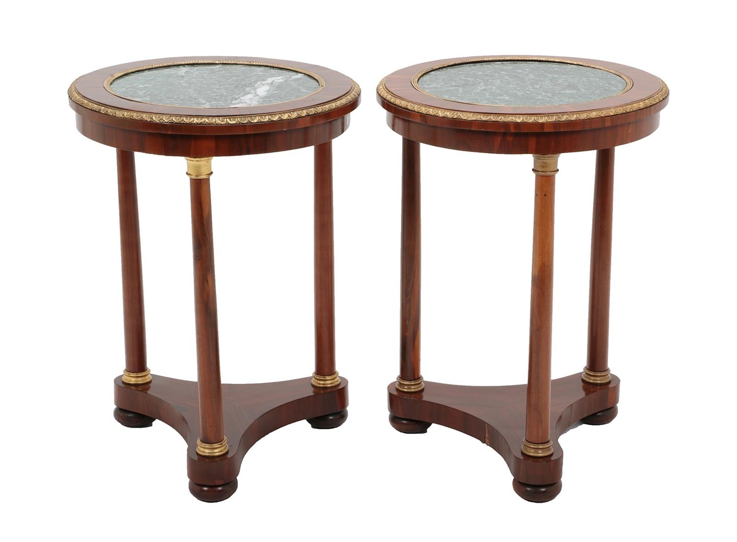 Lot 641 - {} A Pair of Louis XVI Style Mahogany and Gilt Metal Mounted Gueridons, late 19th century, of...