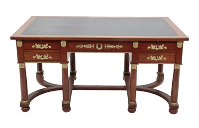 Lot 642 - {} A French Louis XVI Style Mahogany and Gilt Metal Mounted Desk, late 19th/early 20th century,...