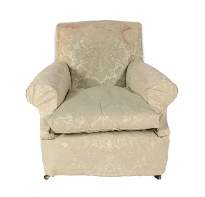 Lot 660 - A Victorian Howard Style Armchair, late 19th century, with removable green cover, upholstered...
