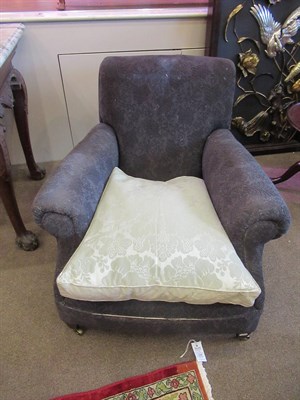 Lot 660 - A Victorian Howard Style Armchair, late 19th century, with removable green cover, upholstered...