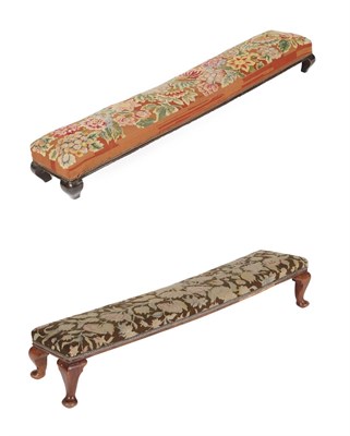 Lot 670 - ~ An Early 20th Century Double Footstool, covered in floral needlework fabric with overstuffed...