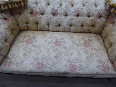 Lot 674 - A Late Victorian Two-Seater Chesterfield Sofa, 3rd quarter 19th century, recovered in buttoned...
