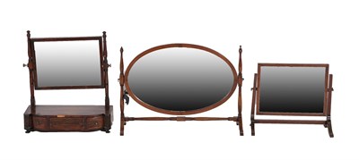 Lot 694 - ~ A Regency Rosewood Toilet Mirror, early 19th century, the rectangular plate with turned...