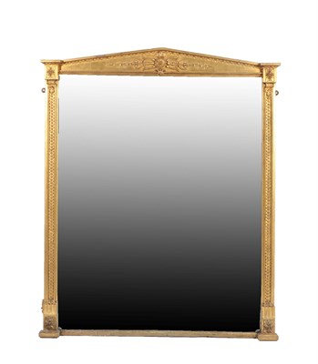 Lot 703 - A Victorian Overmantel Mirror, mid 19th century, with guilloche decorated columns and an...