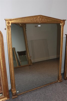 Lot 703 - A Victorian Overmantel Mirror, mid 19th century, with guilloche decorated columns and an...