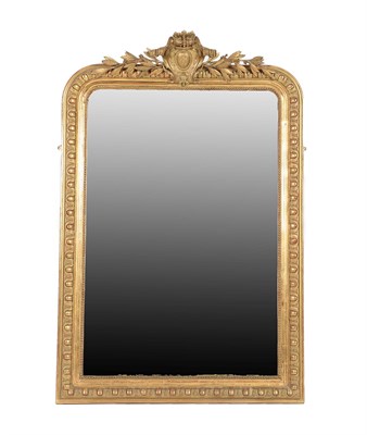 Lot 706 - {} A Victorian Gilt and Gesso Overmantel Mirror, circa 1870, the rectangular plate within a moulded