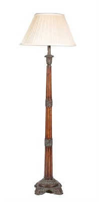 Lot 710 - <> A Regency Style Mahogany and Gilt Metal Mounted Standard Lamp, the tapered fluted column support