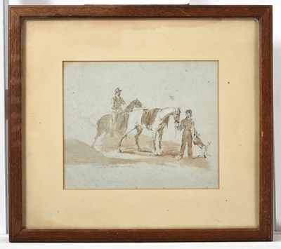 Lot 1010 - Circle of Peter Tillemans (1684-1734) Flemish Horses with their groomsmen Mixed media on...