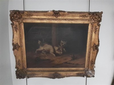 Lot 1051 - Attributed to George Armfield (1808-1893) Terriers ratting in a stable interior Oil on canvas,...