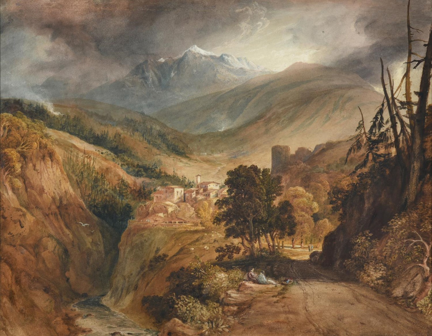 Lot 1059 - Attributed to Anthony Vandyke Copley Fielding (1787-1855) Isella on the Simplon Pass...