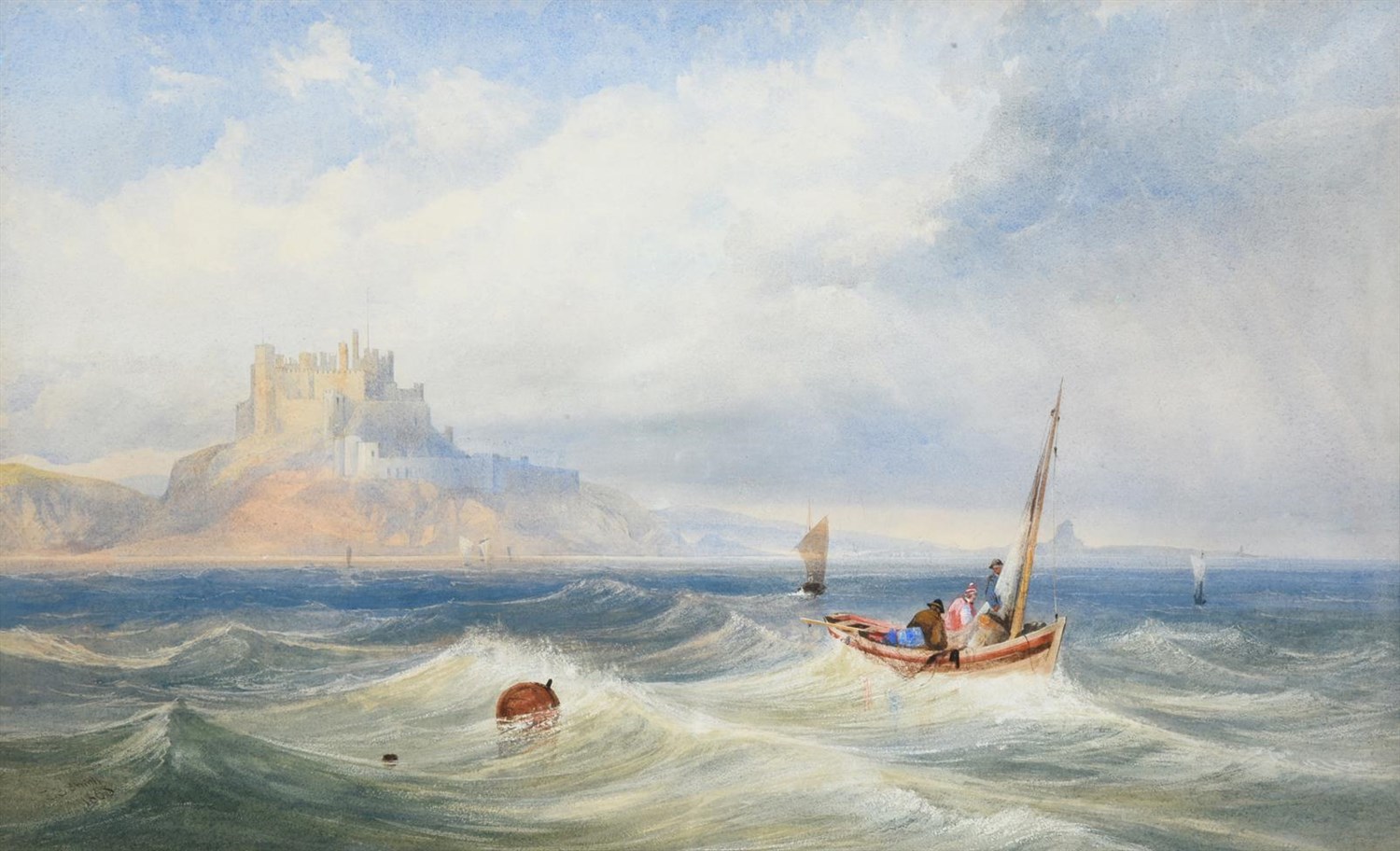 Lot 1065 - James Burrell Smith (1822-1897) Bamburgh Castle, Northumberland Signed and dated 1868, watercolour